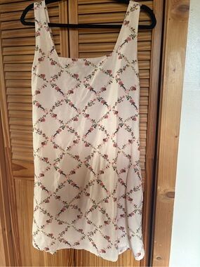 Japna Cream Dress with Pink Floral Print